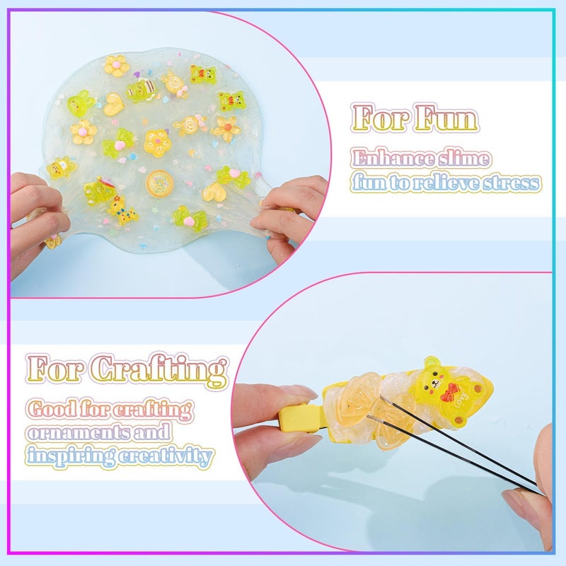 Glitzest 100PCS TINKRSTUFF Yellow Slime Charms Jelly Cute Flatback Resin Charms For Slime, Random Kawaii Decoden Charm for Embellishments Phone Junk Case Charms Bulk, Hairpins Scrapbooking Crafting & DIY Decor - Image 5